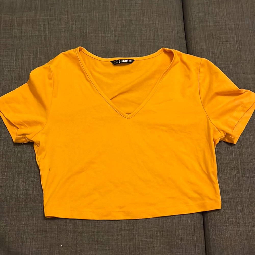 Yellow v-cut crop top